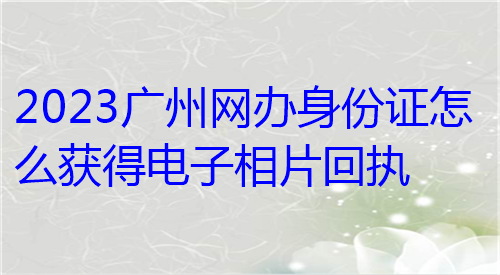 2024广州网办身份证怎么获得电子相片回执？